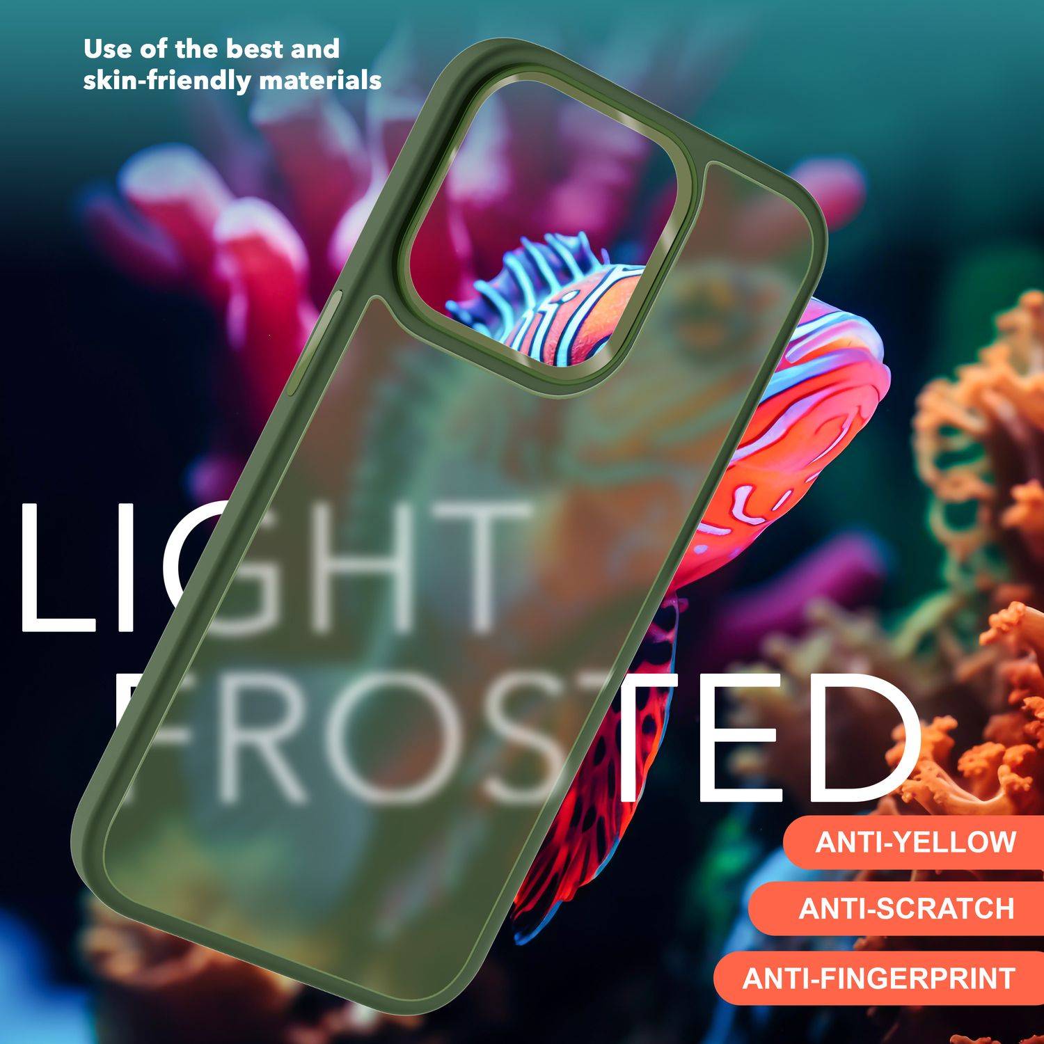 Hybrid Hülle für iPhone 15 Pro Frosted Case Schutz Rand Handy Tasche Handyhülle Dunkel-Grün-2