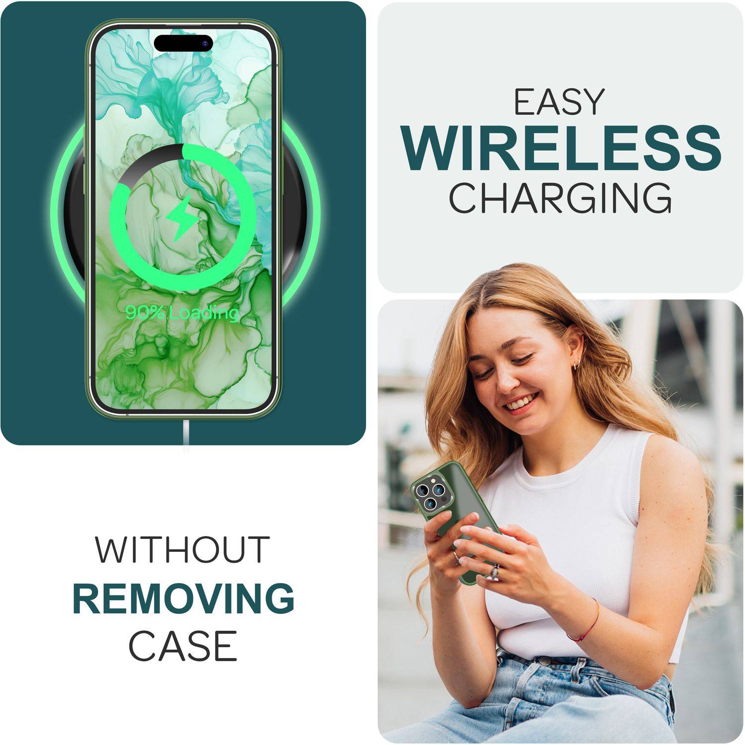 Hybrid Hülle für iPhone 15 Pro Frosted Case Schutz Rand Handy Tasche Handyhülle Dunkel-Grün-4