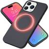 MagSafe Hülle für iPhone 15 Pro Liquid Silikon Handyhülle Magnet Cover Schutz Schwarz