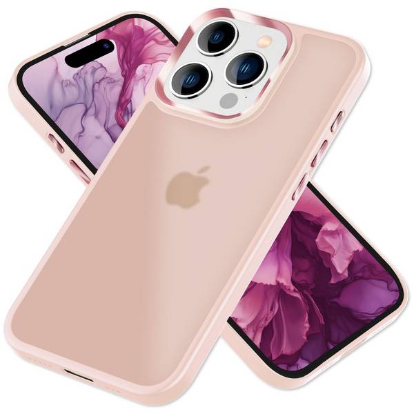 Hybrid Hülle für iPhone 15 Pro Max Frosted Case Schutz Rand Magnet Handyhülle Rosa
