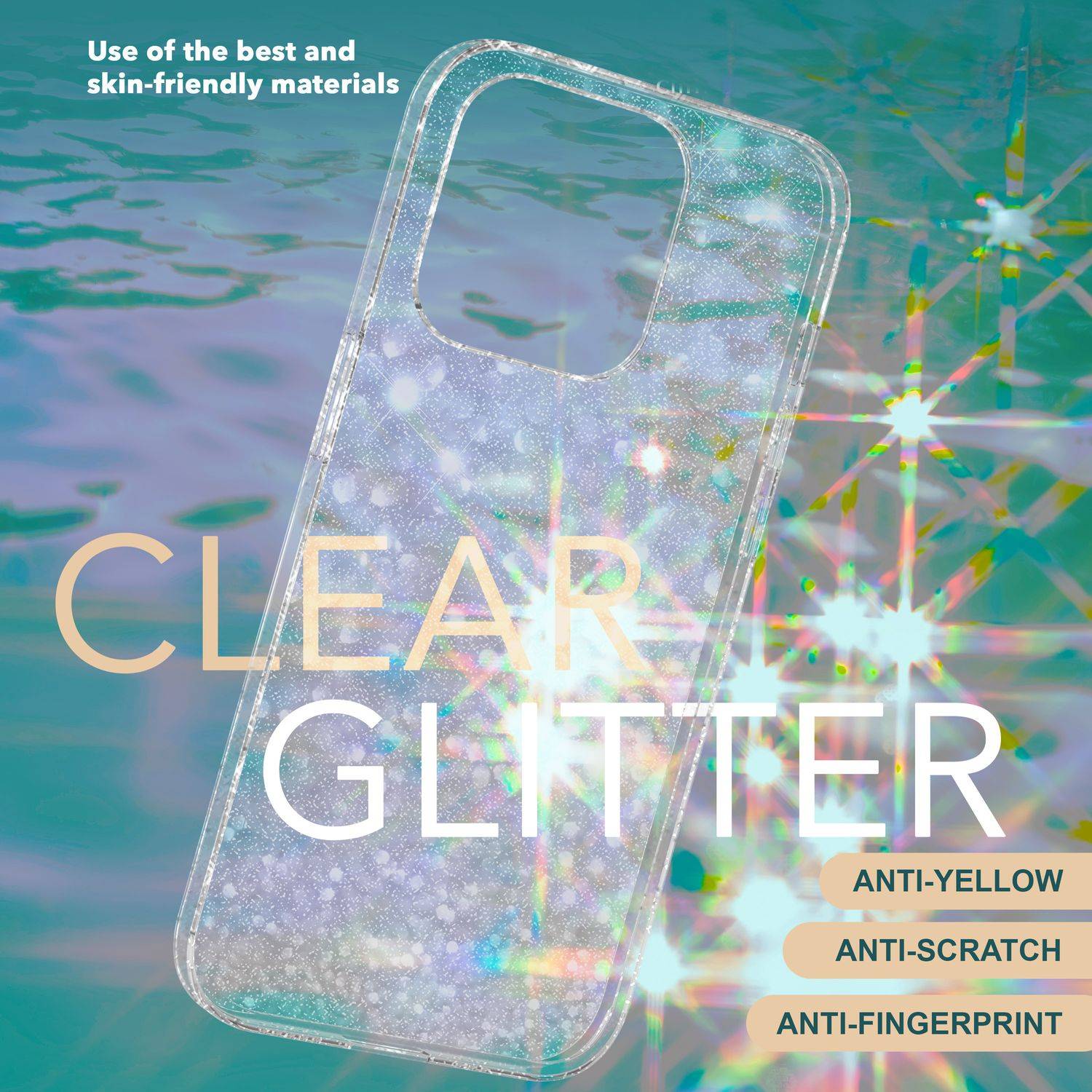 Glitzer Hülle für iPhone 15 Plus Bling Case Klar Silikon Handyhülle Tasche Cover Transparent-2
