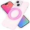 MagSafe Hülle für iPhone 15 Plus Liquid Silikon Schutz Handyhülle Magnet Case Pink