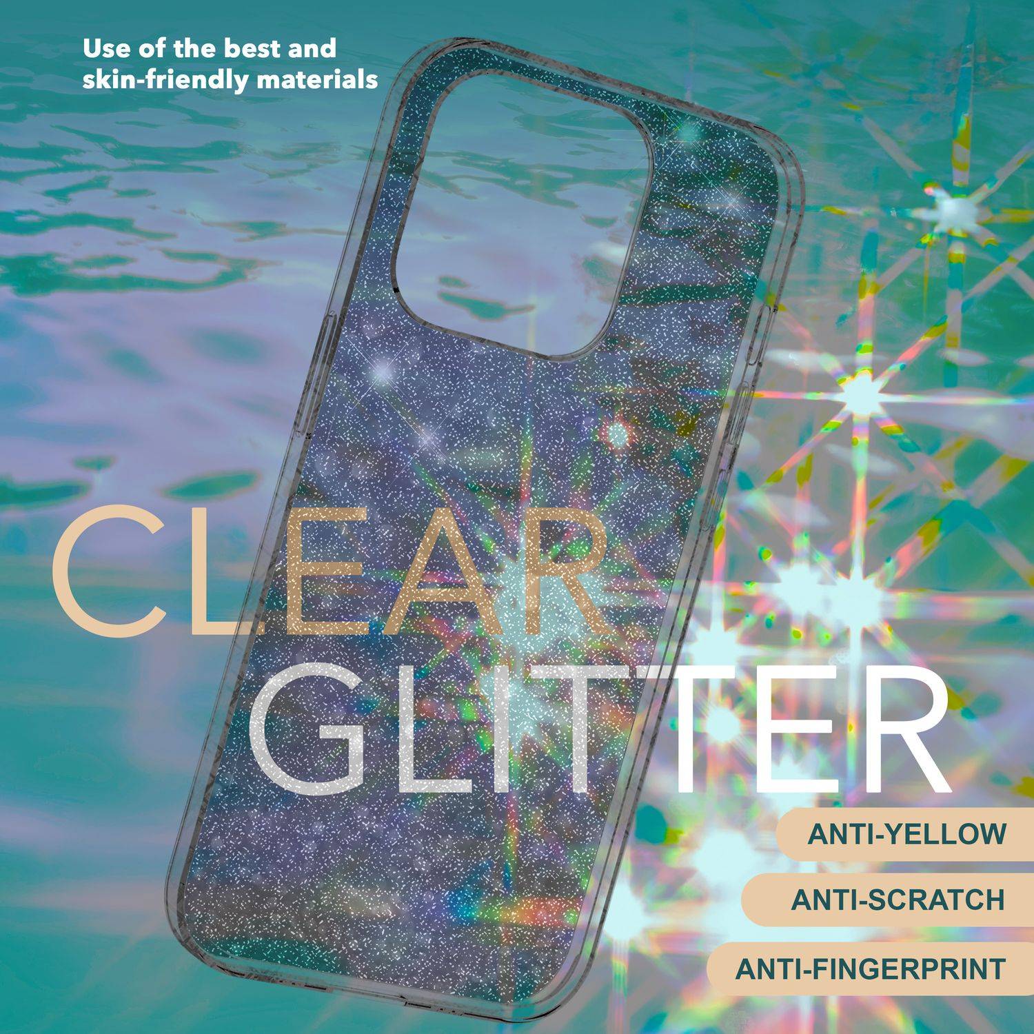 Glitzer Hülle für iPhone 15 Plus Bling Case Klar Silikon Handyhülle Tasche Cover Schwarz-2
