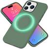 MagSafe Hülle für iPhone 15 Pro Liquid Silikon Handyhülle Magnet Cover Schutz Grün
