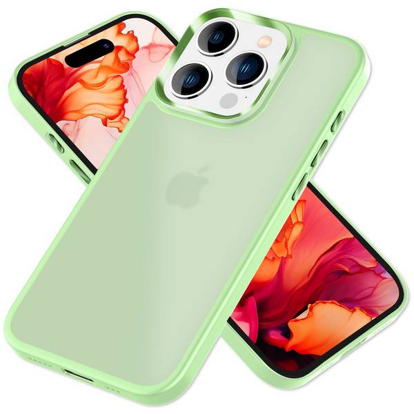 Hybrid Hülle für iPhone 15 Pro Max Frosted Case Schutz Rand Magnet Handyhülle Mint-Grün