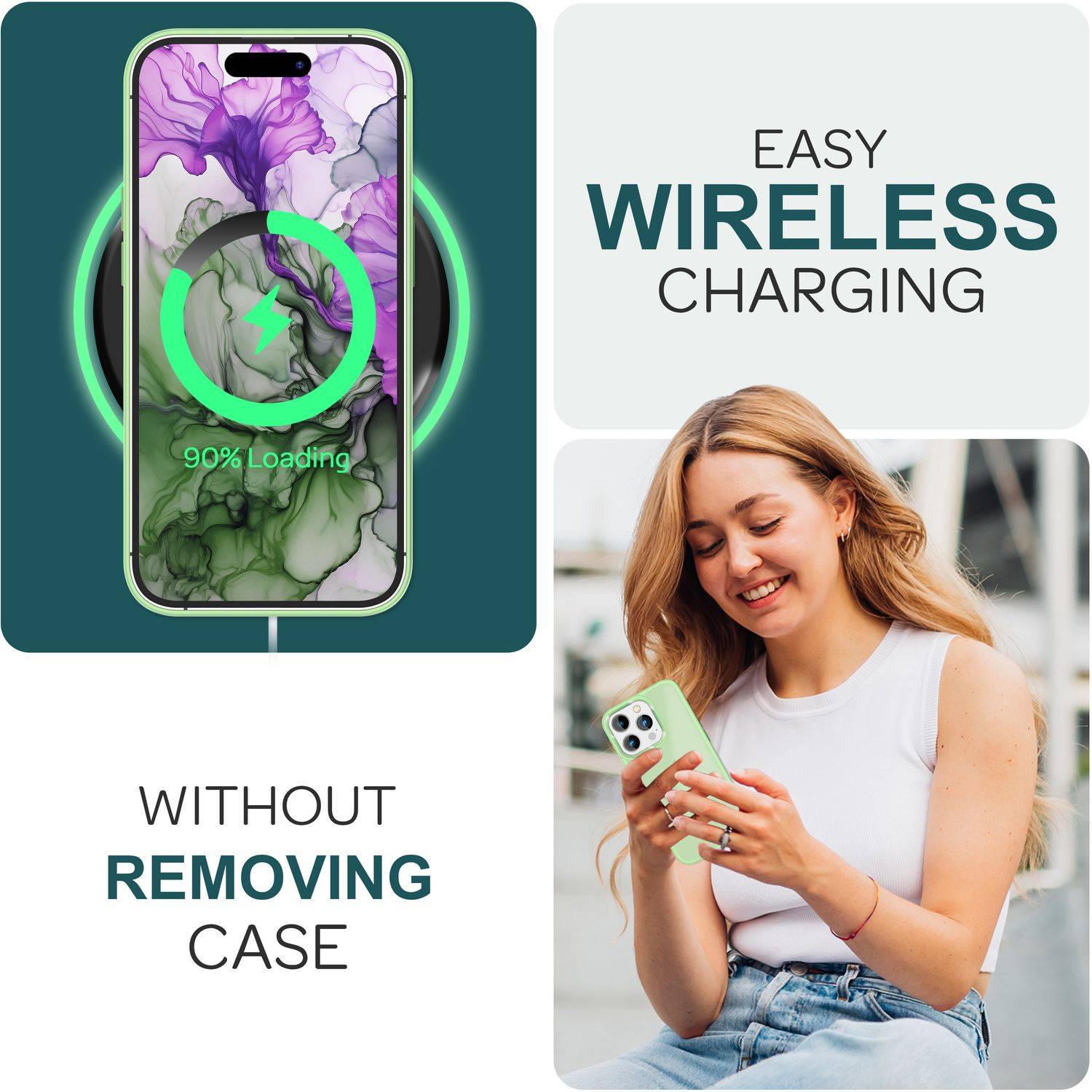 Hybrid Hülle für iPhone 15 Pro Max Frosted Case Schutz Rand Magnet Handyhülle Mint-Grün-4