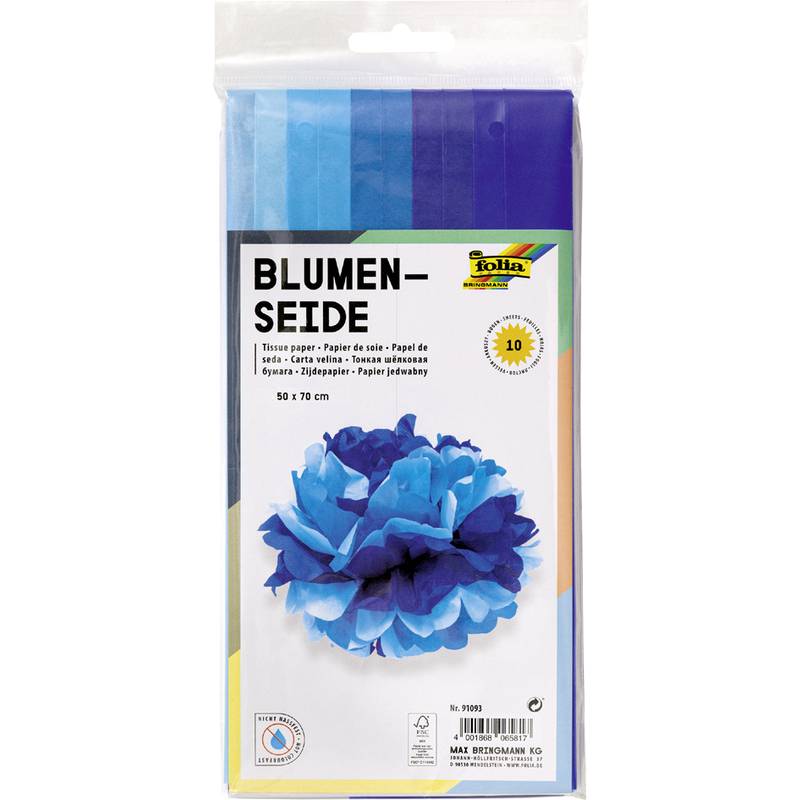 folia Seidenpapier, (B)500 x (H)700 mm, 20 g/qm, Mix blau (57905245)-0