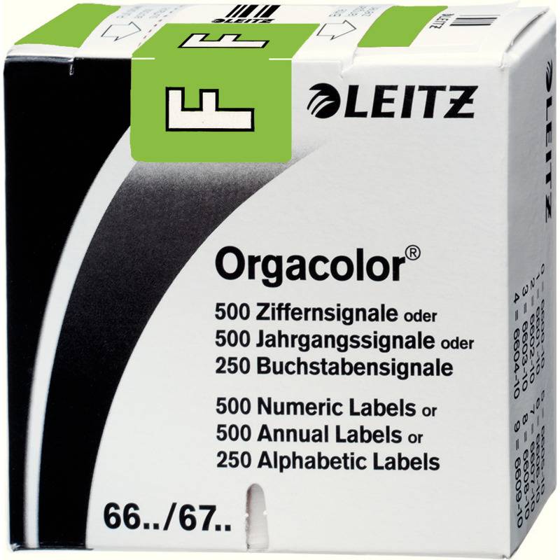 LEITZ Buchstabensignal Orgacolor "F", auf Rolle, grün-0