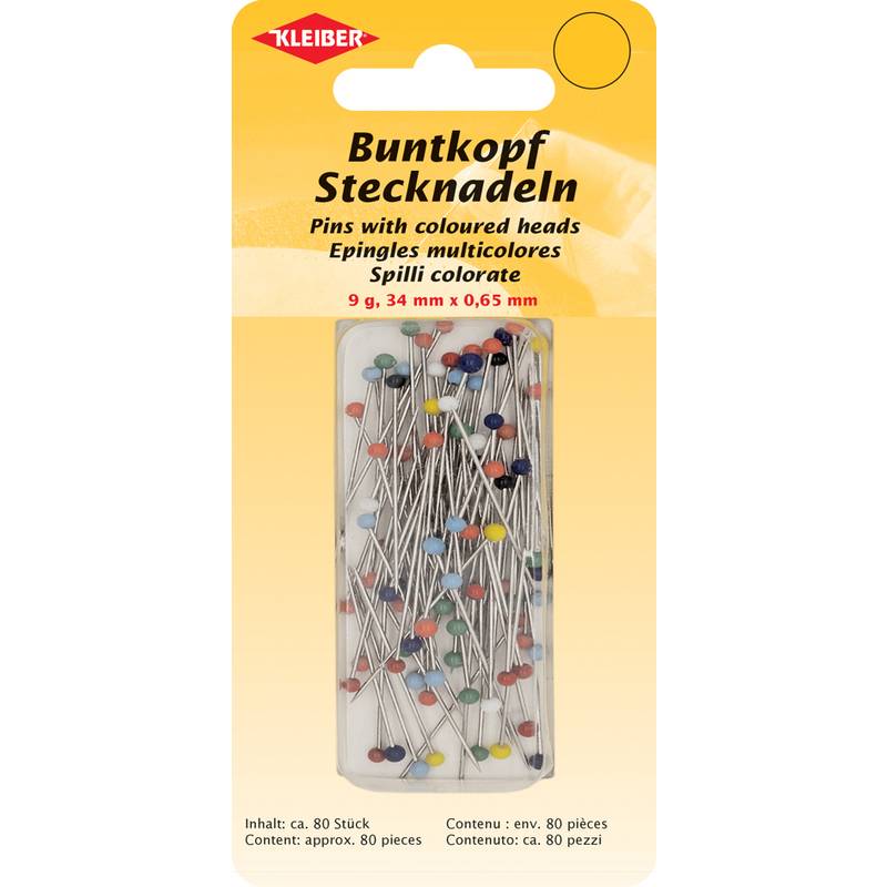 Kleiber Buntkopf-Stecknadeln farbig 80 St