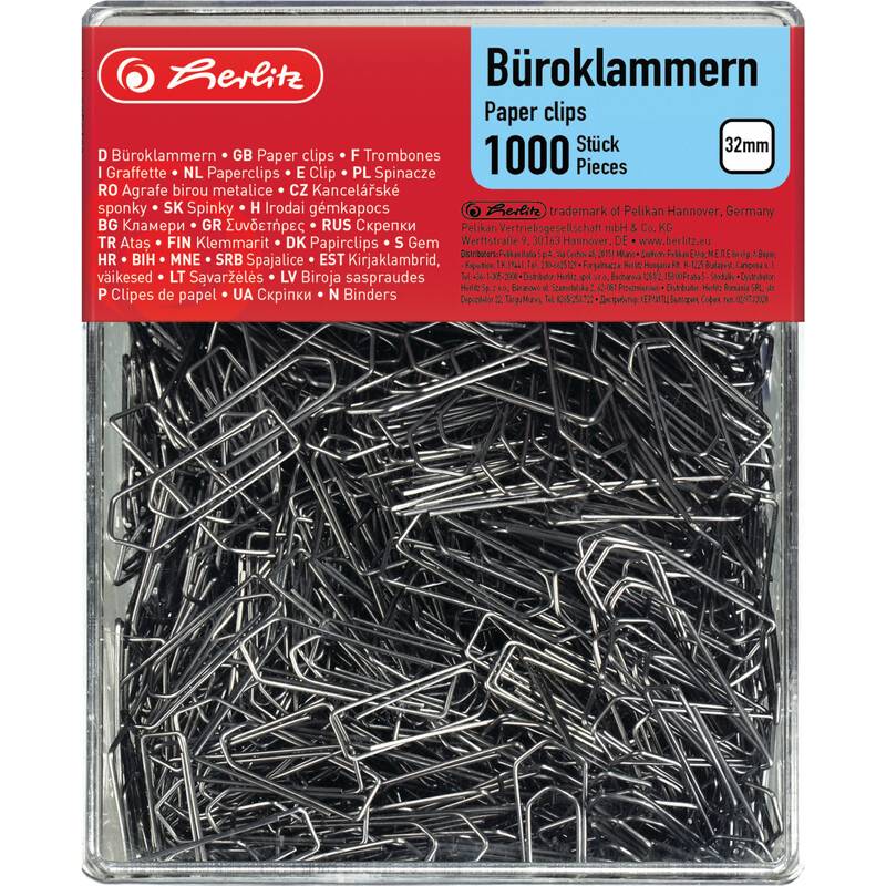 herlitz Büroklammern, aus Metall, verzinkt, 32 mm-0