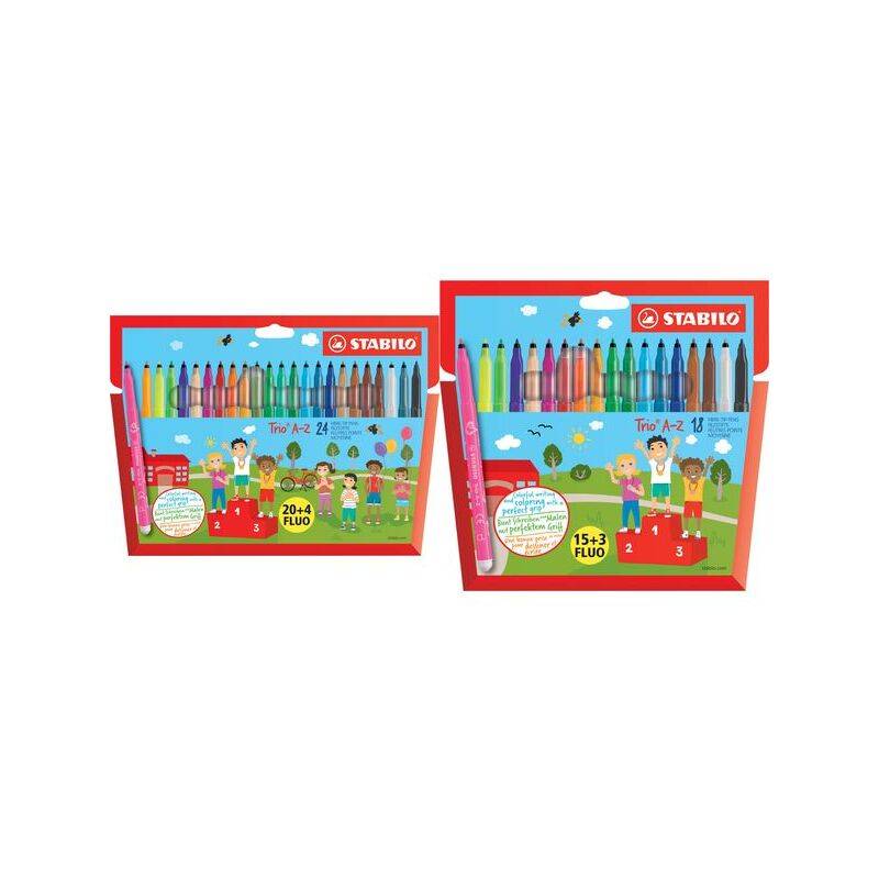 STABILO Fasermaler Trio A-Z, 18er Karton-Etui, PACK SPECIAL (55500798)-0