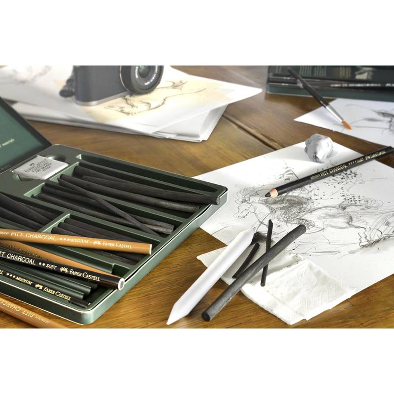 FABER-CASTELL PITT CHARCOAL Set, 24-teiliges Etui-0