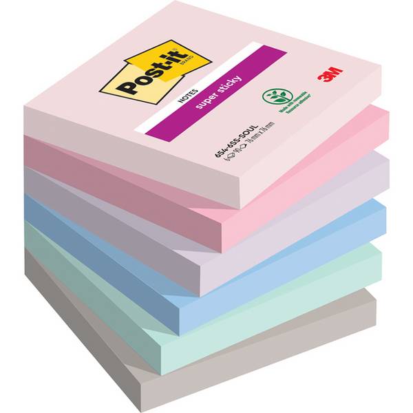 Post-it  654-6SS-SOUL Haftnotizen Super Sticky Notes 76 x 76 mm Soulful(S)