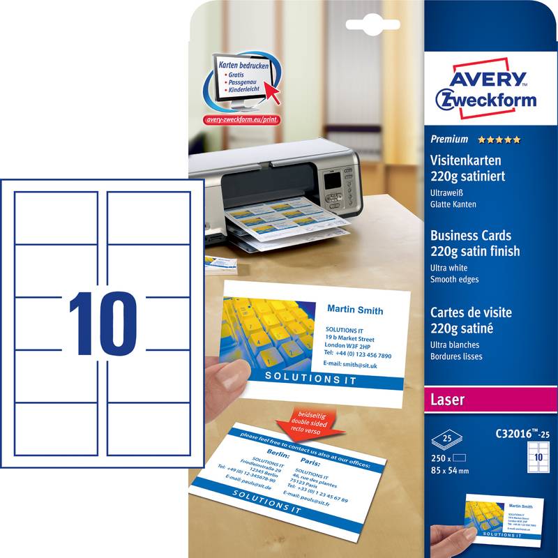 AVERY Zweckform Quick & Clean Visitenkarten, satiniert-0