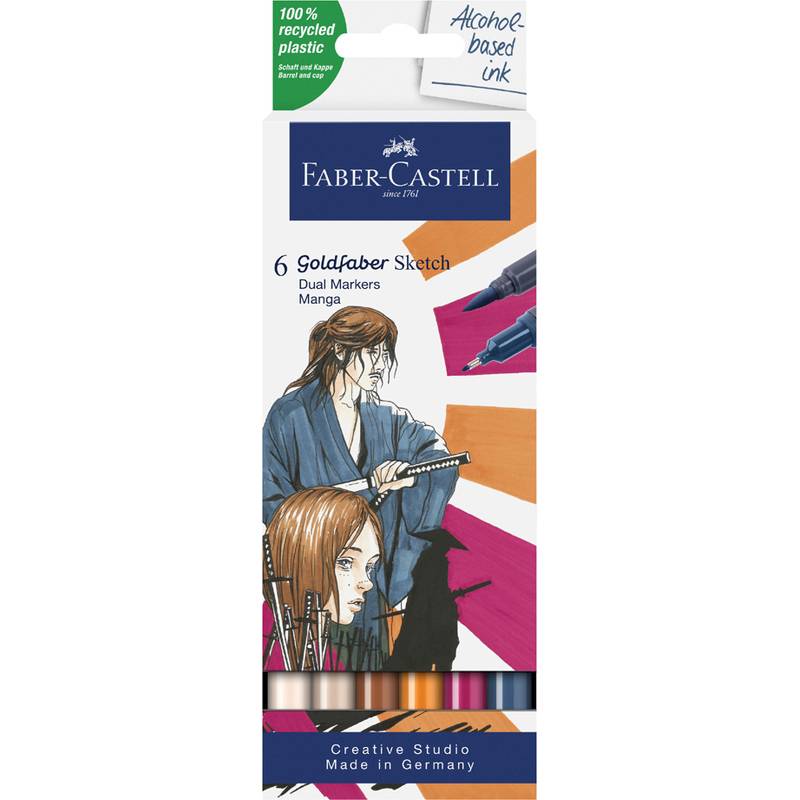 FABER-CASTELL Sketch Marker GOLDFABER, 6er Etui Manga-0