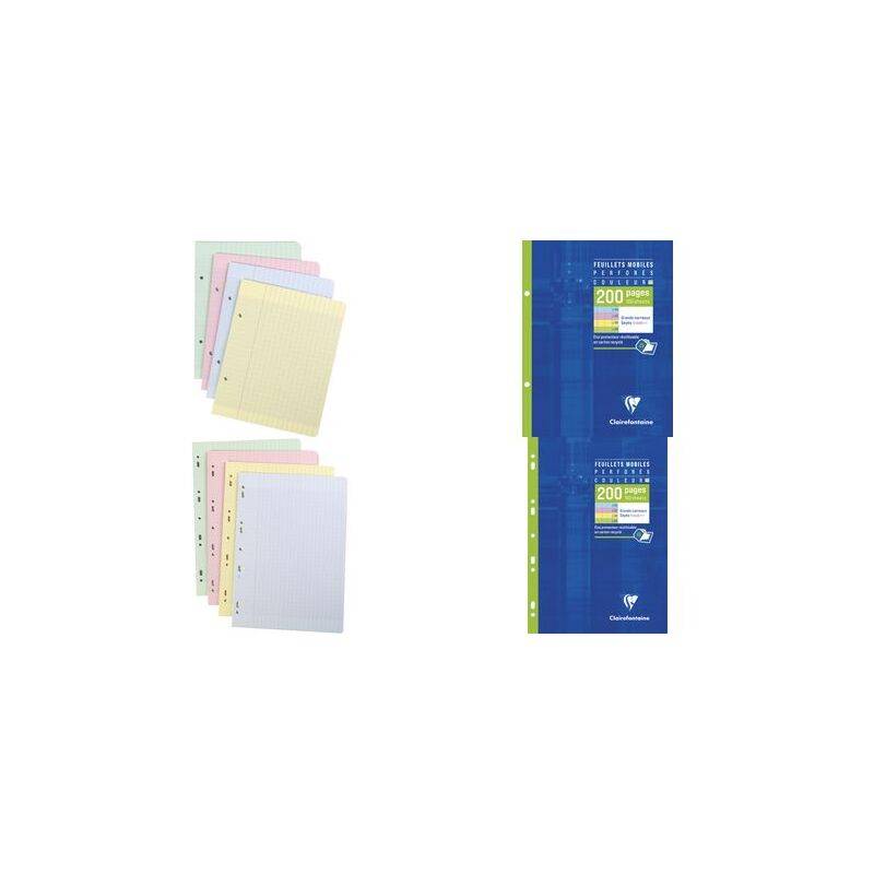 Clairefontaine Feuillets mobiles perforés couleur, A4-0