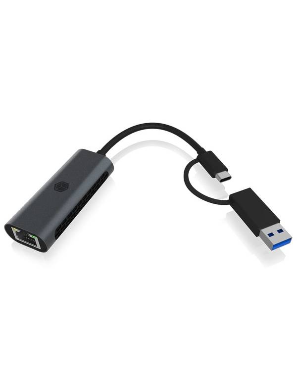 IB-LAN301-C3, USB 3.2 Gen 1 Type-C®/Type-A zu 2.5 Gigabit Ethernet LAN Adapter, Anthrazit