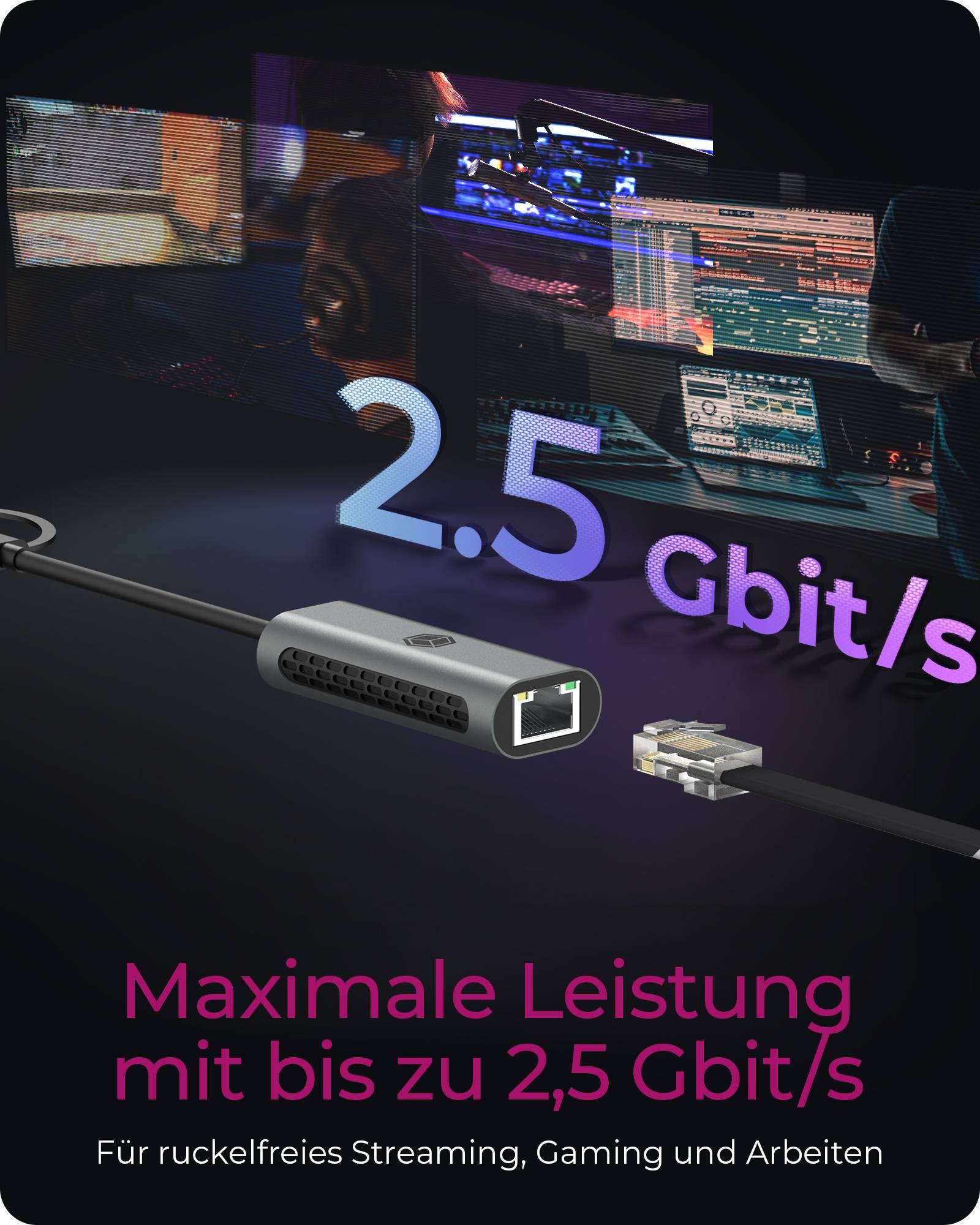 IB-LAN301-C3, USB 3.2 Gen 1 Type-C®/Type-A zu 2.5 Gigabit Ethernet LAN Adapter, Anthrazit-3