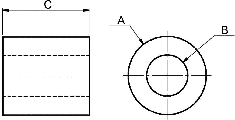 Abstandsrollen 5x3,2x10 - PA-GV, schwarz - emico-1