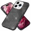 Glitzer Hülle für iPhone 15 Pro Max Hybrid Bling Case Silikon Handyhülle Tasche Schwarz