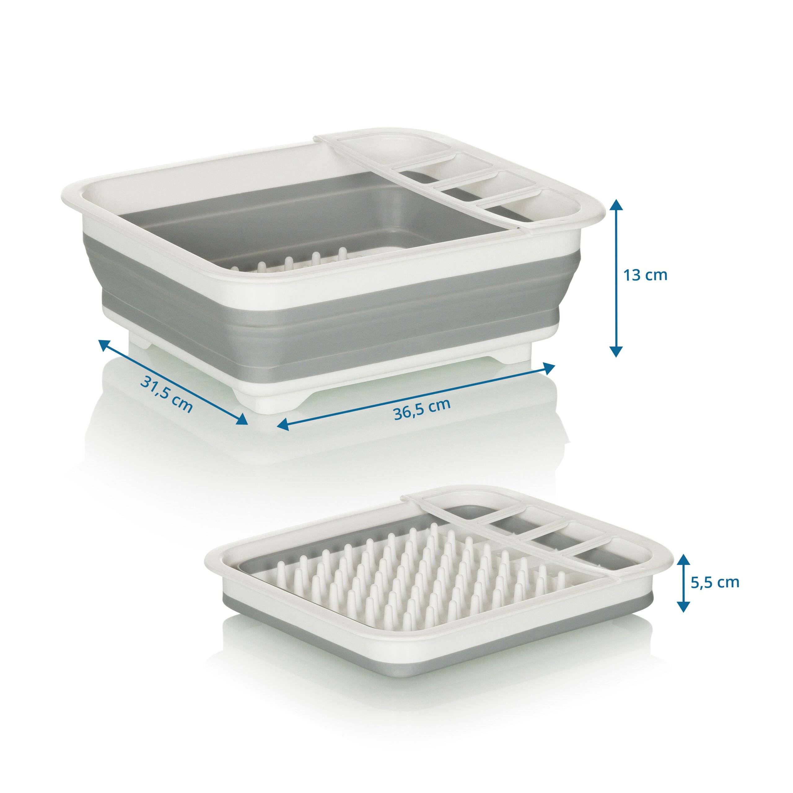 Abtropfwanne Abtropfgestell CLEAN SIL faltbar, Silikon grau/weiß hjh OFFICE-1
