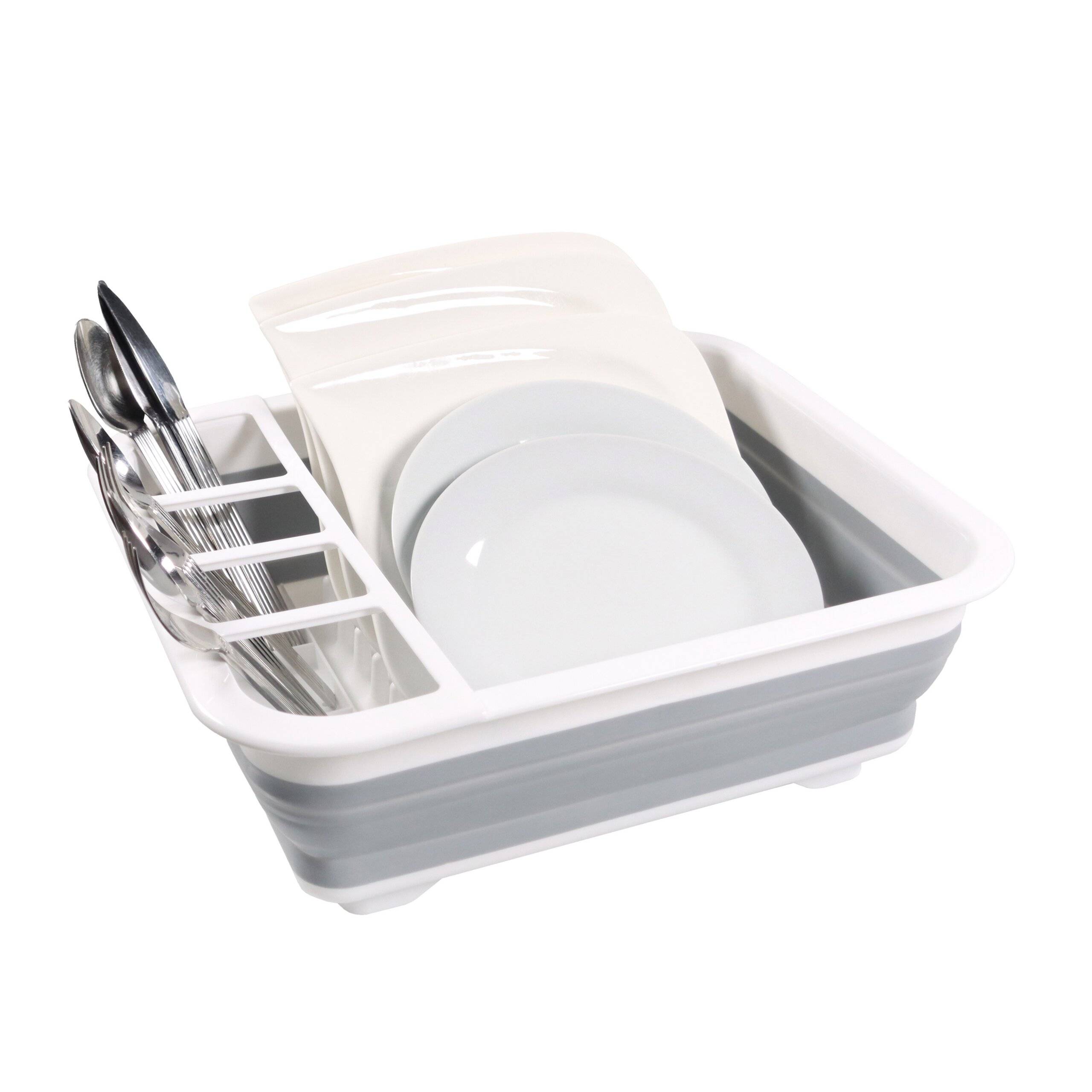 Abtropfwanne Abtropfgestell CLEAN SIL faltbar, Silikon grau/weiß hjh OFFICE-3
