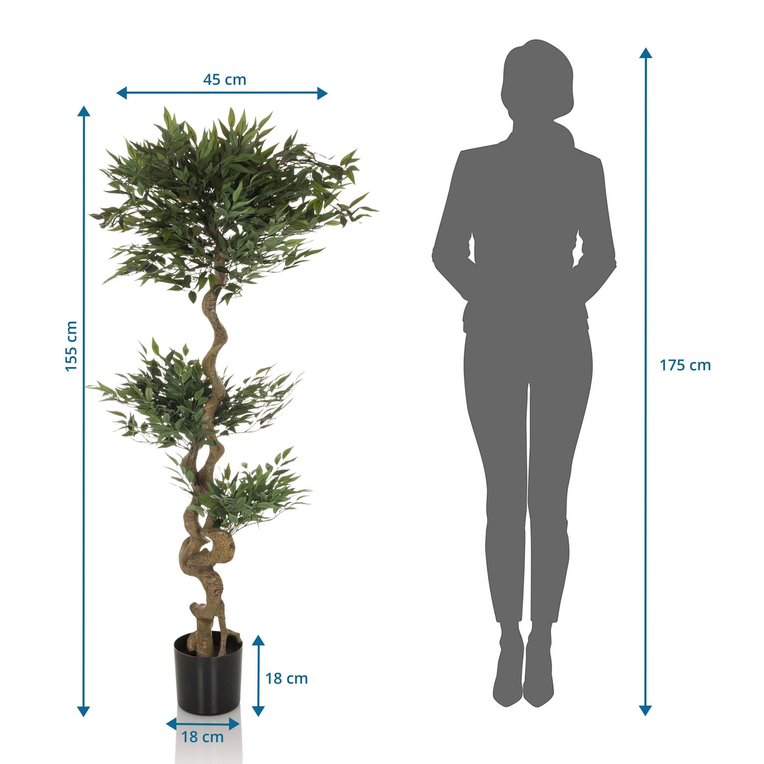 Kunstpflanze Kunstbaum ACACIA 155 cm grün hjh OFFICE-1