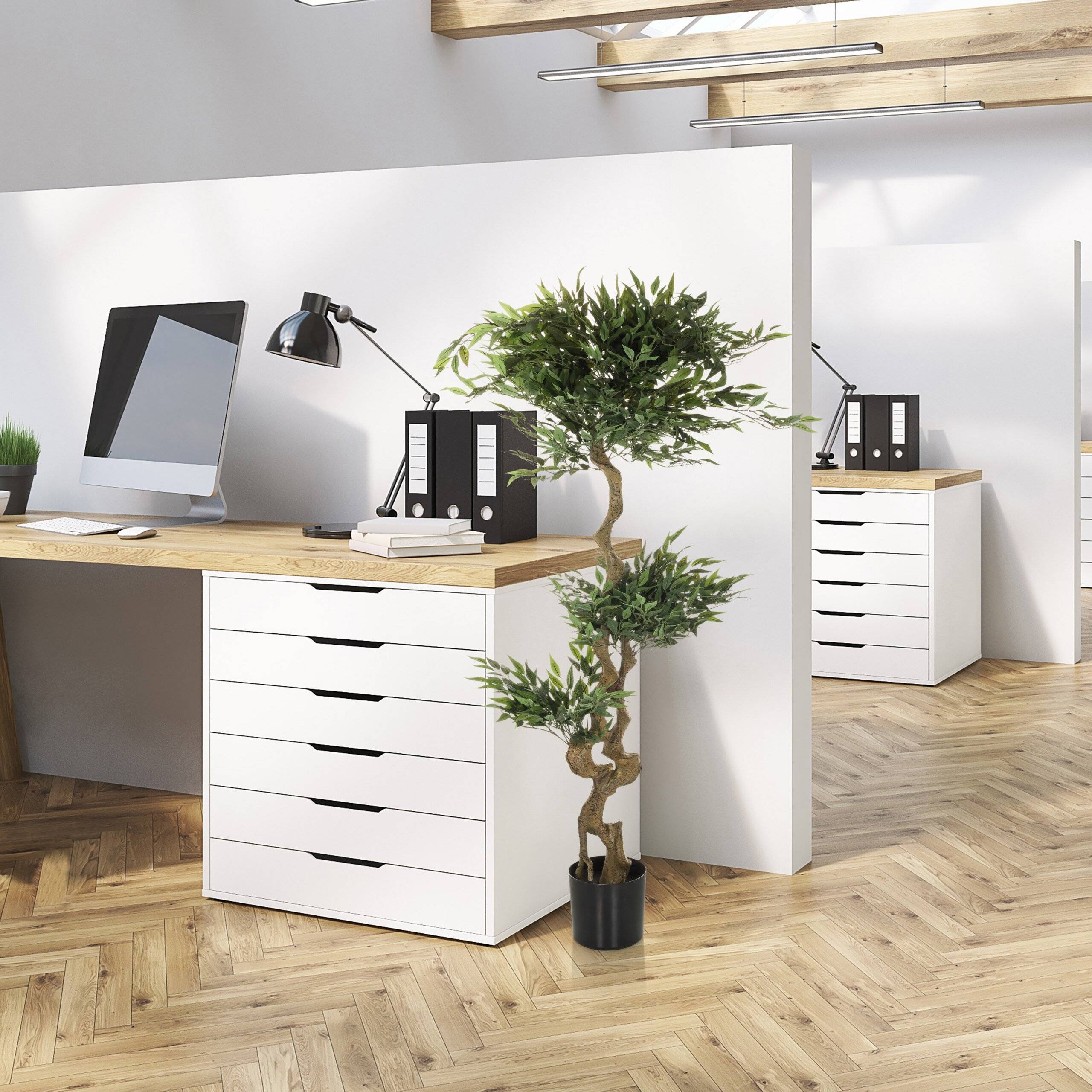 Kunstpflanze Kunstbaum ACACIA 155 cm grün hjh OFFICE-4