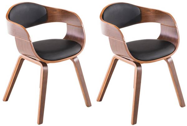 2er Set Stühle Kingston Kunstleder walnuss/schwarz
