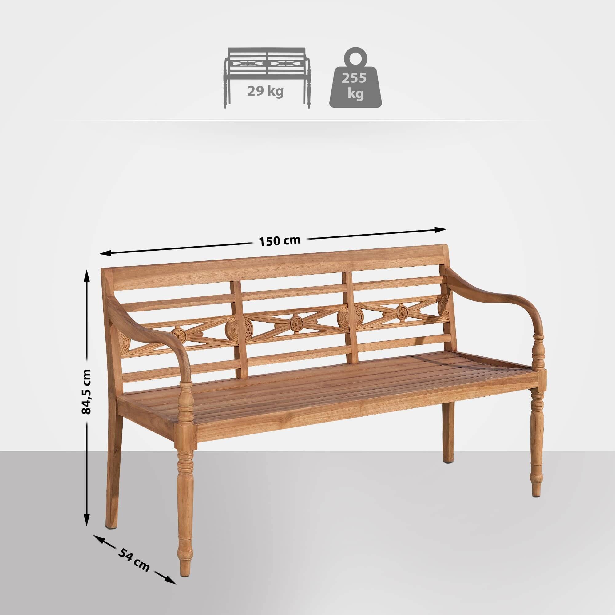 Teakbank Maryland V2 150 cm teak-1