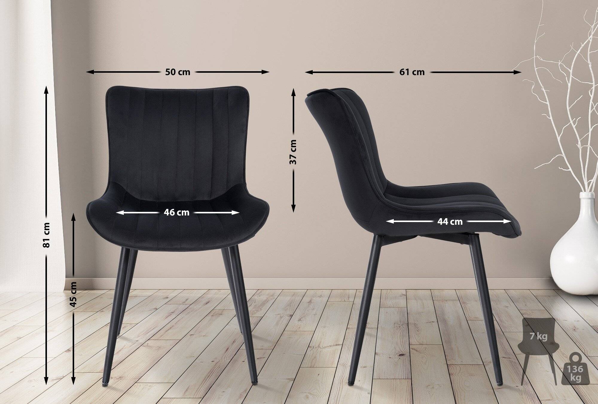 2er Set Stühle Largo Samt schwarz-1