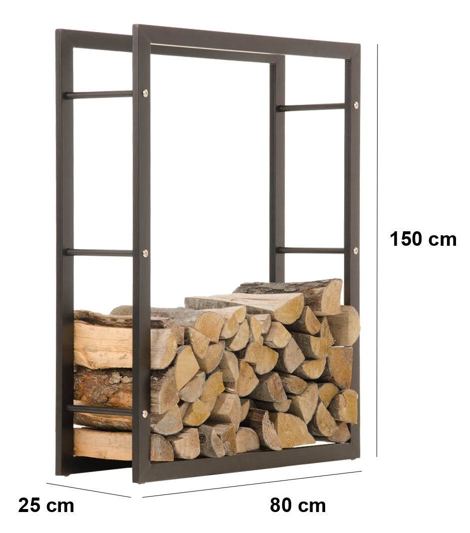 Kaminholzständer Keri 25x80x150 schwarz-matt-1