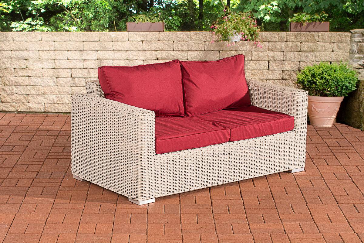 2er-Sofa Bilbao / Madeira Rubinrot perlweiß-0