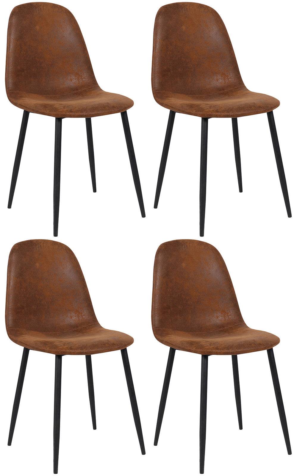 4er Set Esszimmerstühle Napier Kunstleder braun-3