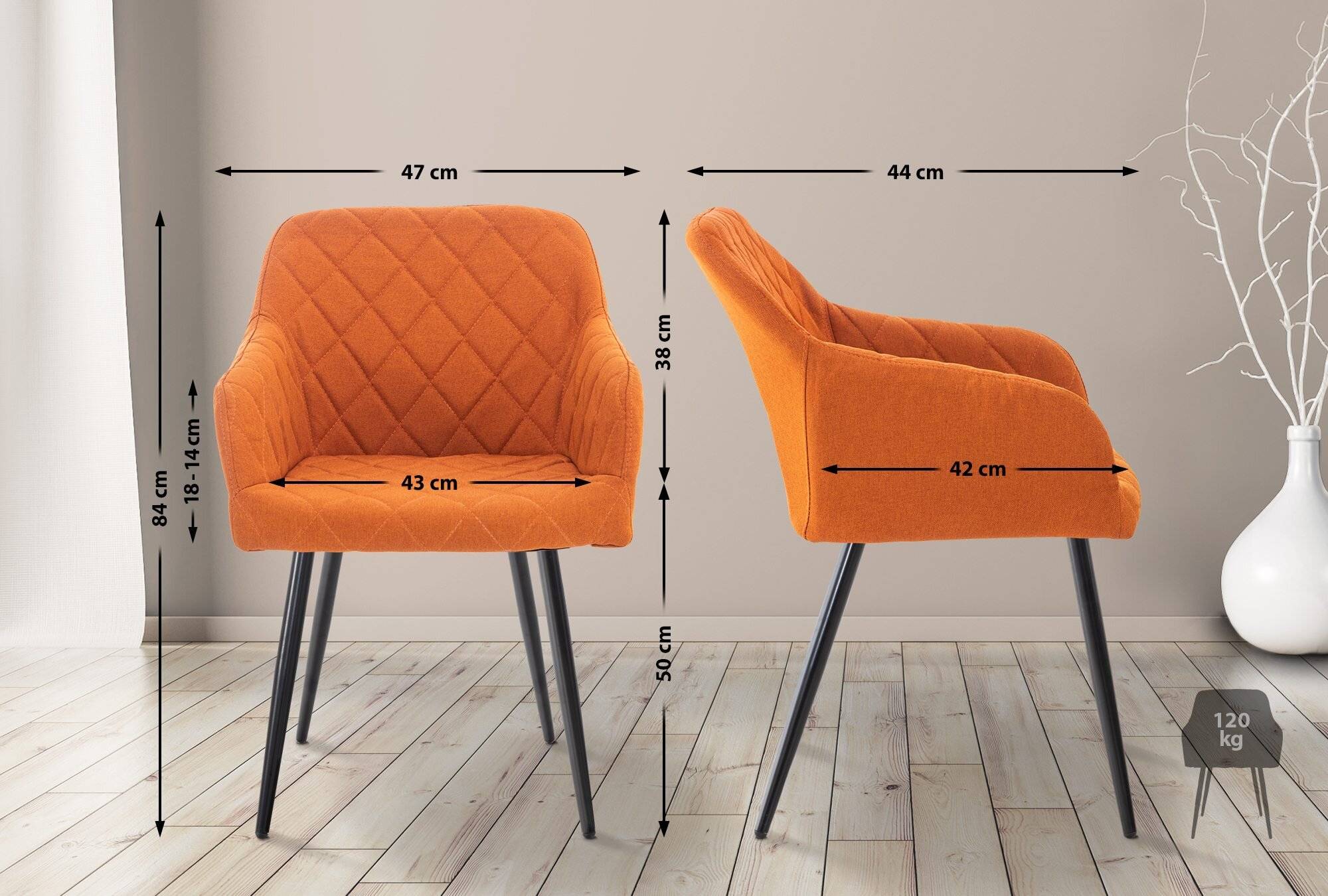 Esszimmerstuhl Shila Stoff orange-1