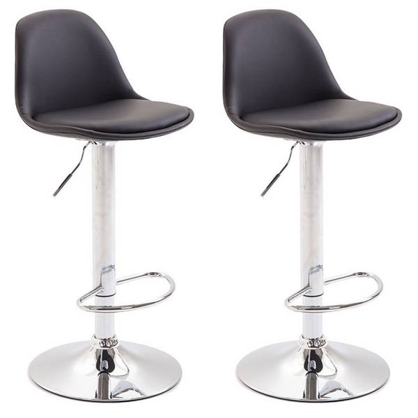 2er Set Barhocker Kiel Vollgepolstert Kunstleder chrom schwarz