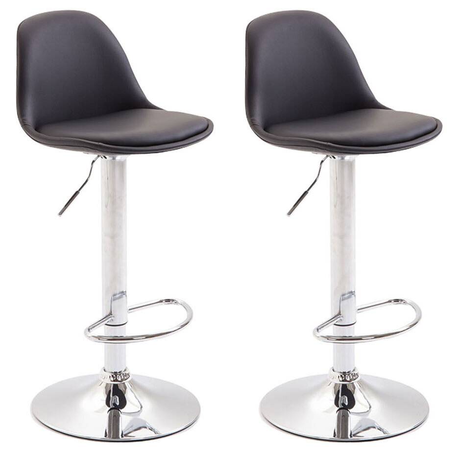 2er Set Barhocker Kiel Vollgepolstert Kunstleder chrom schwarz-0