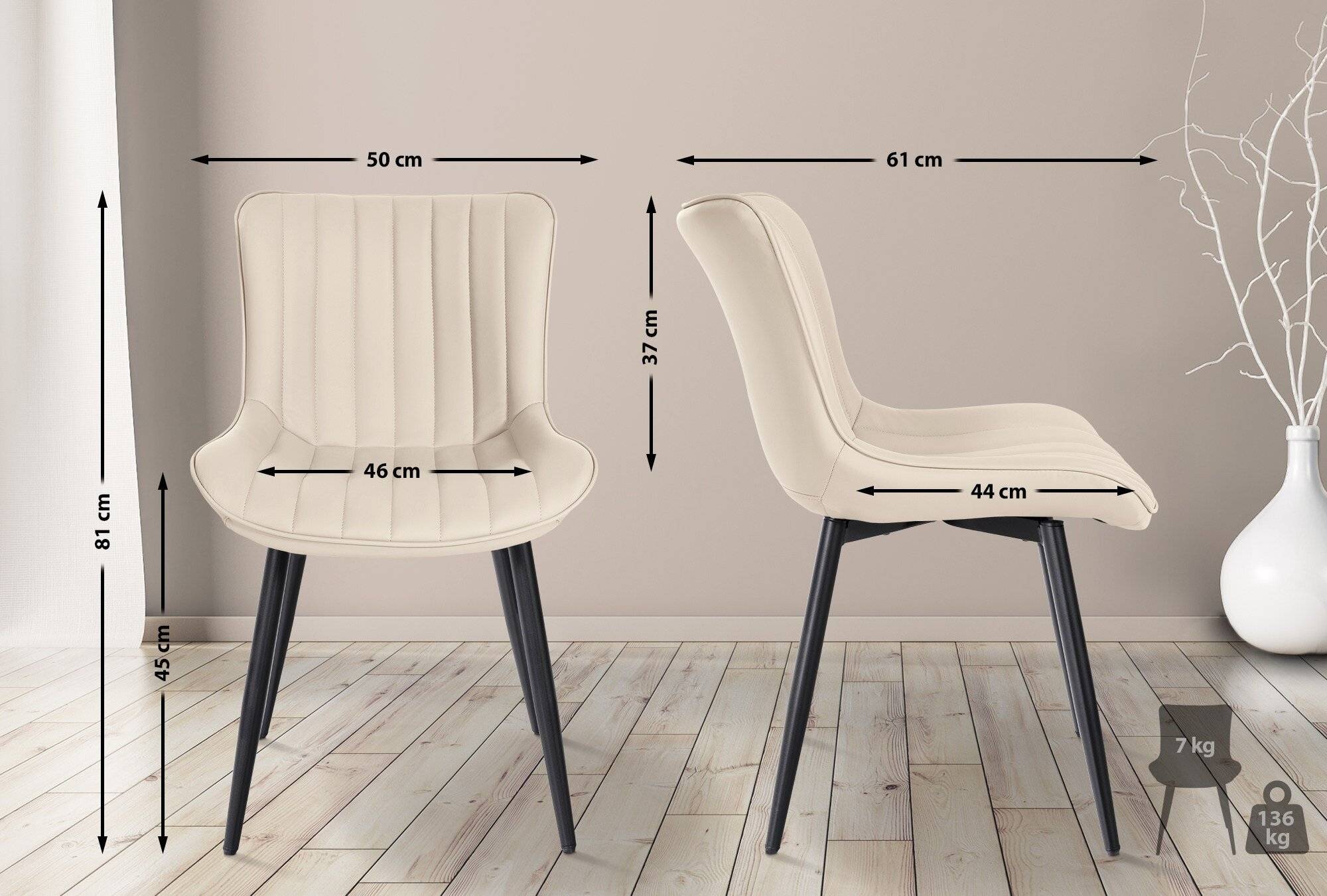 Stuhl Largo Kunstleder creme-1
