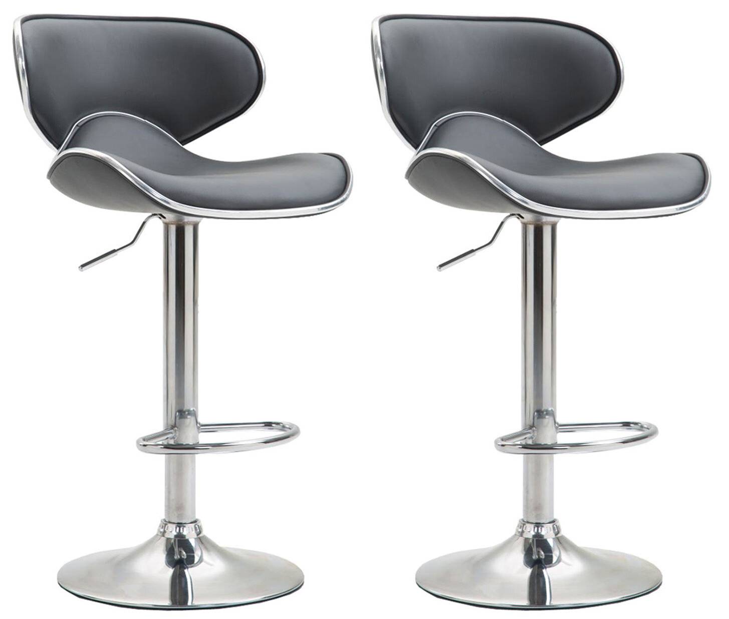 2er Set Barhocker Las Vegas V2 Kunstleder chrom grau-0