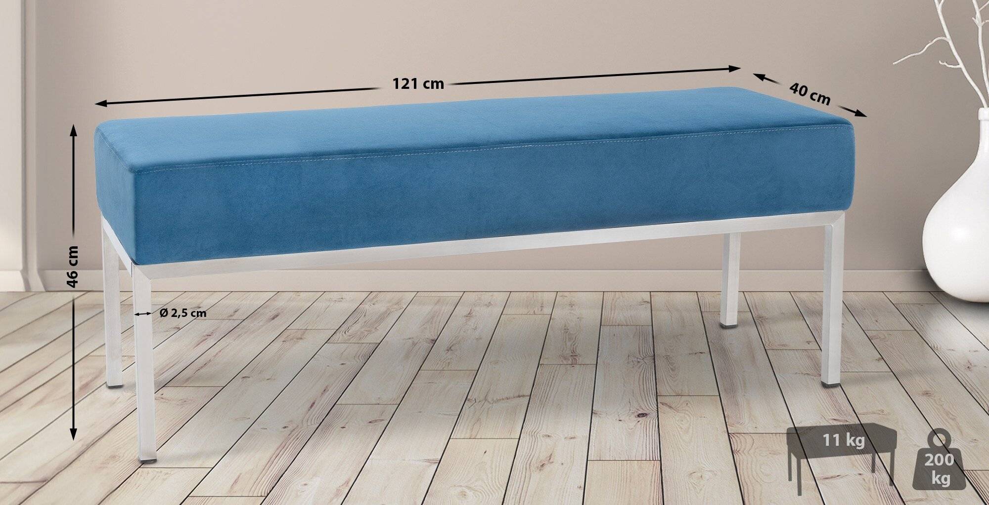 3er Sitzbank Lamega Samt blau-1