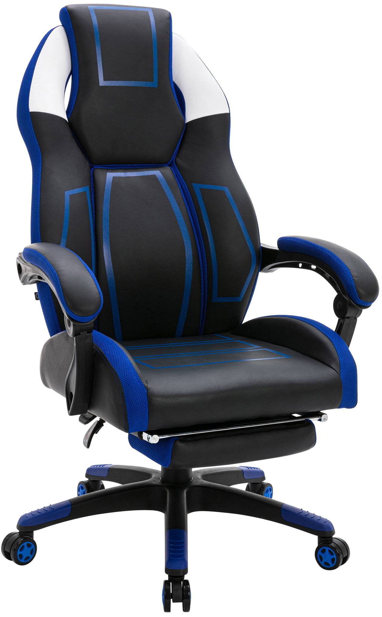 Bürostuhl Clovis Kunstleder schwarz/blau-0