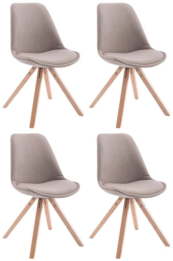 4er Set Besucherstuhl Toulouse Stoff Square natura (eiche) taupe