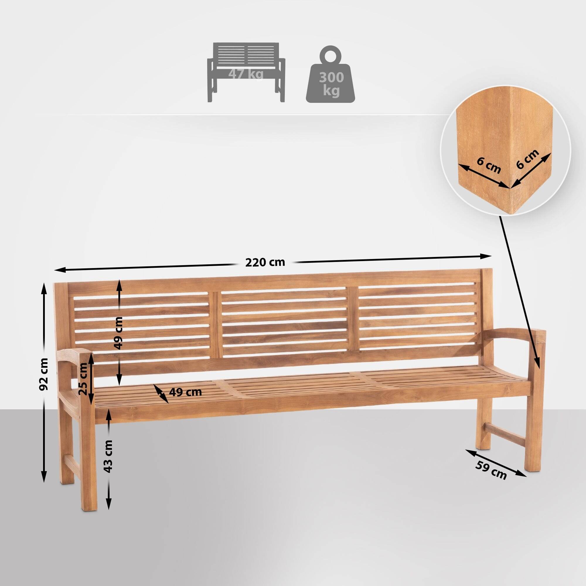 Teakbank Halden 220 cm teak-1