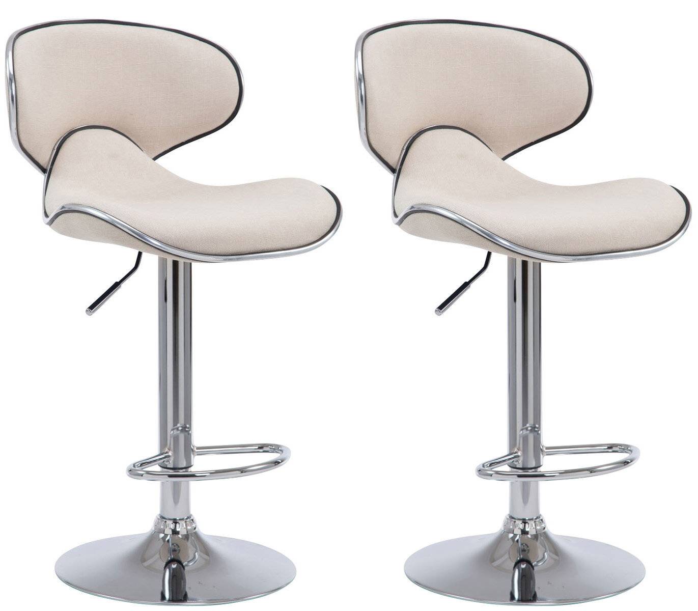 2er Set Barhocker Las Vegas V2 Stoff chrom creme-0