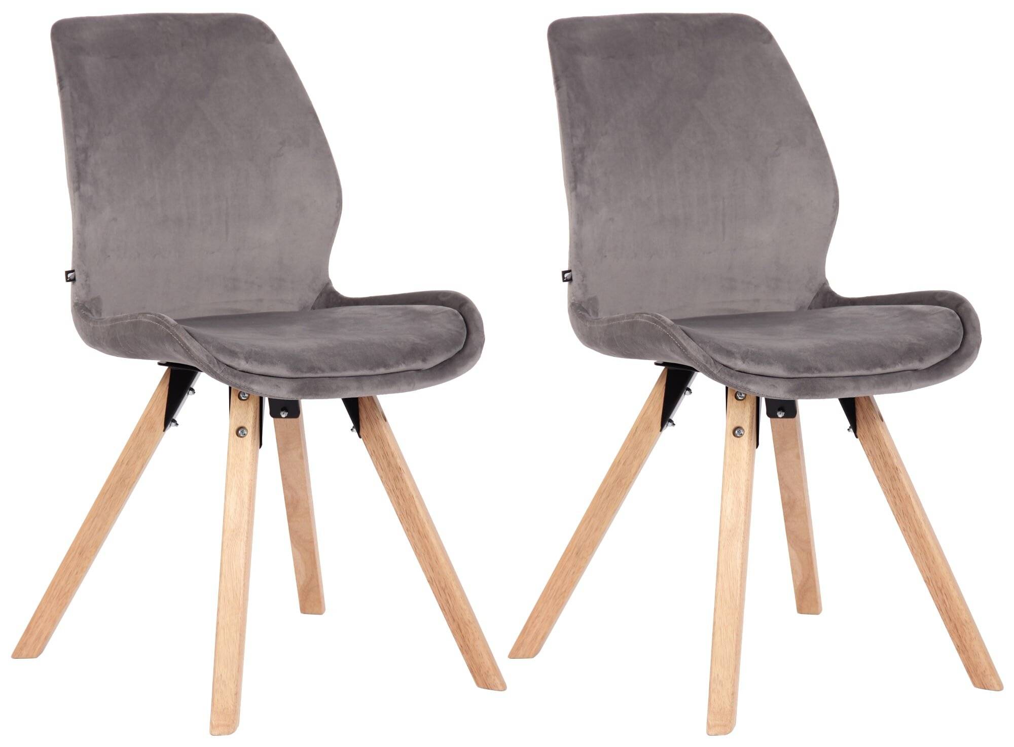2er Set Stuhl Luna Samt grau-0