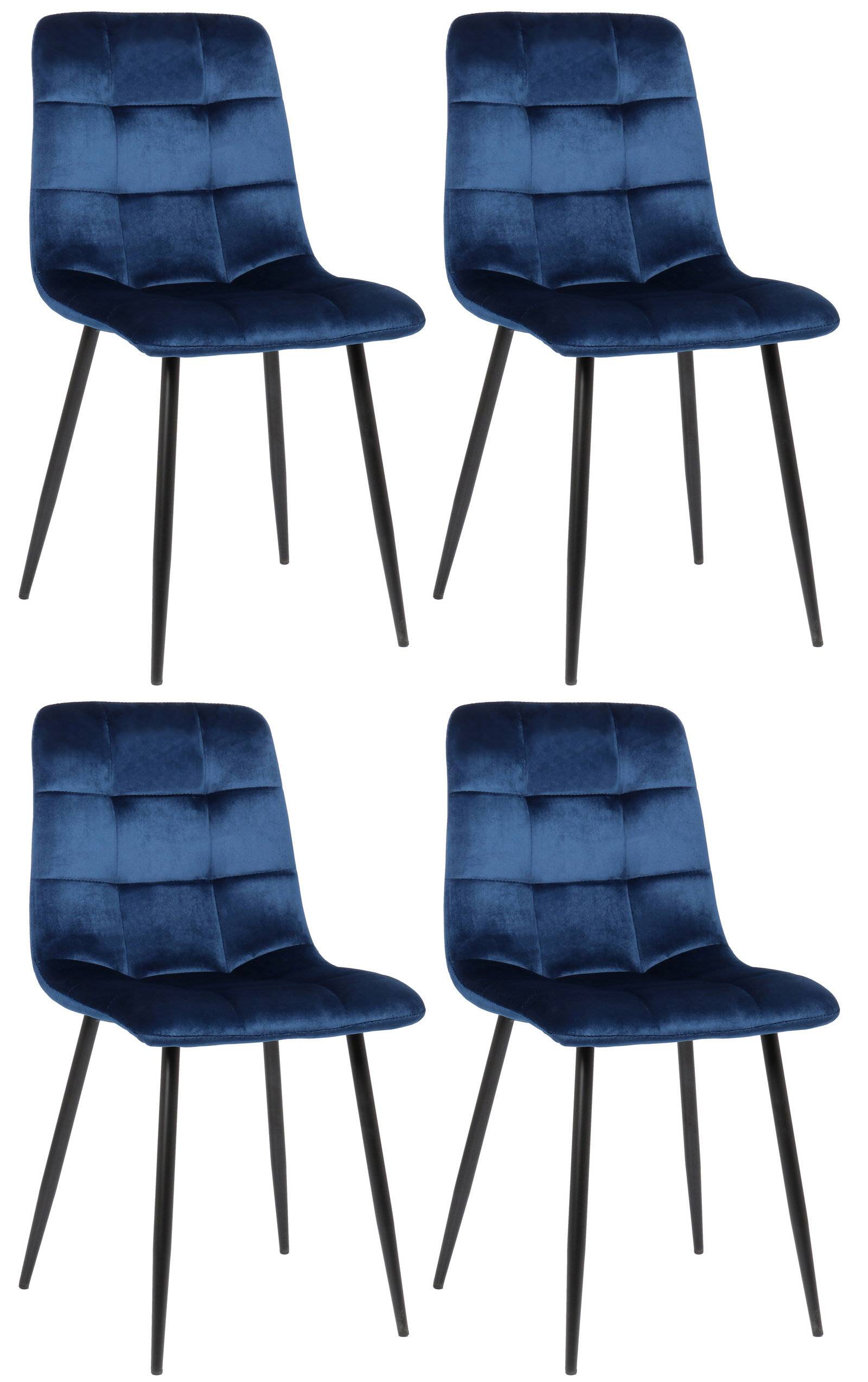 4er Set Esszimmerstuhl Tilde Samt blau-4