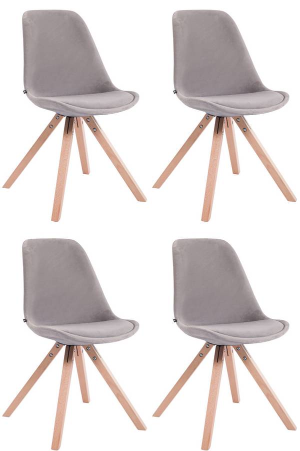 4er Set Stühle Toulouse Samt Square natura grau