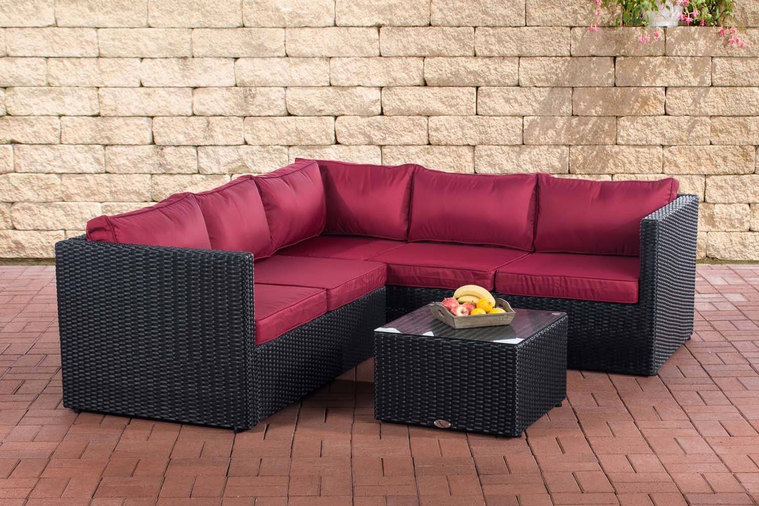 Ecksofa-Garnitur Liberi 5mm Rubinrot schwarz
