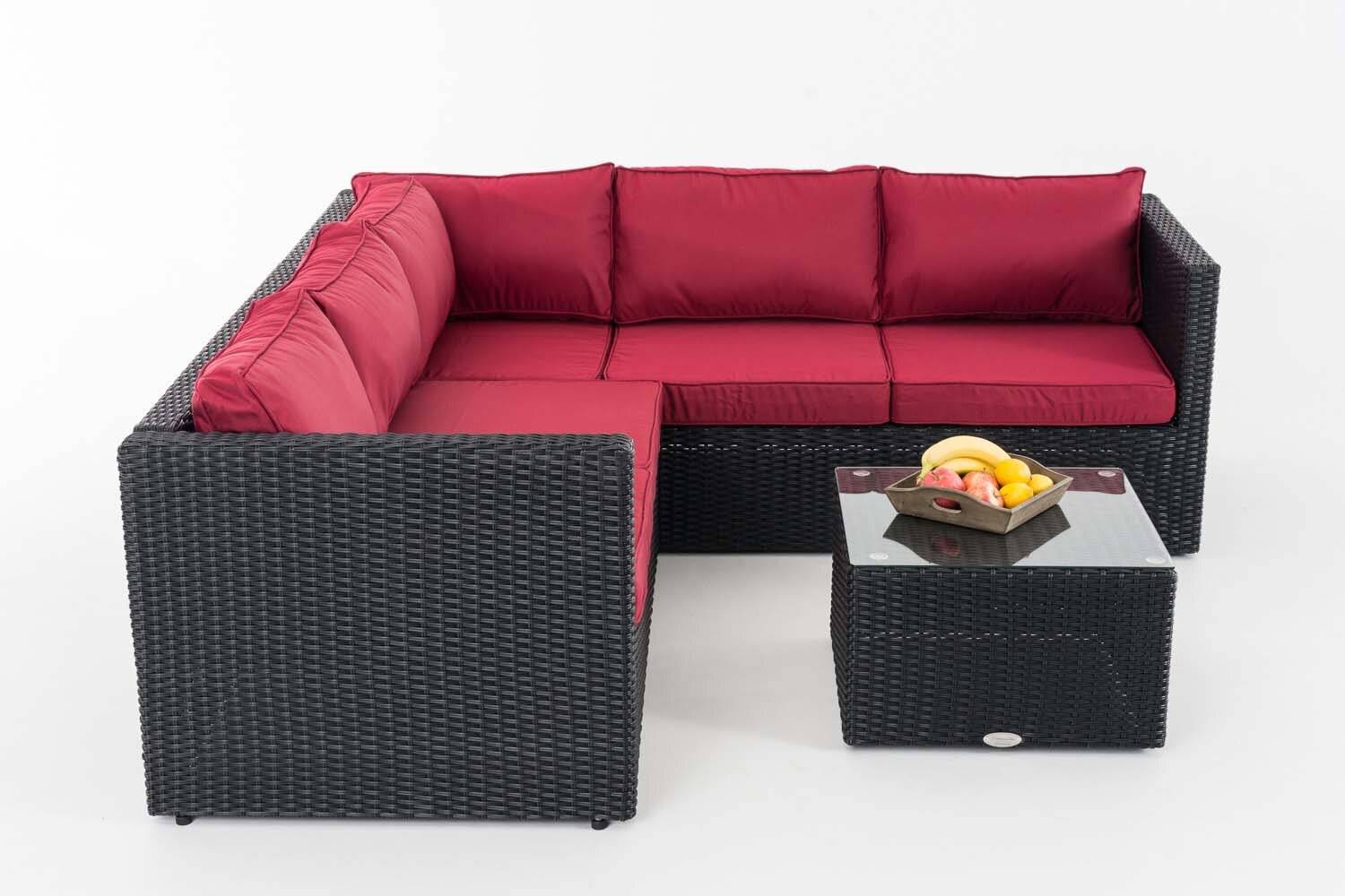 Ecksofa-Garnitur Liberi 5mm Rubinrot schwarz-1