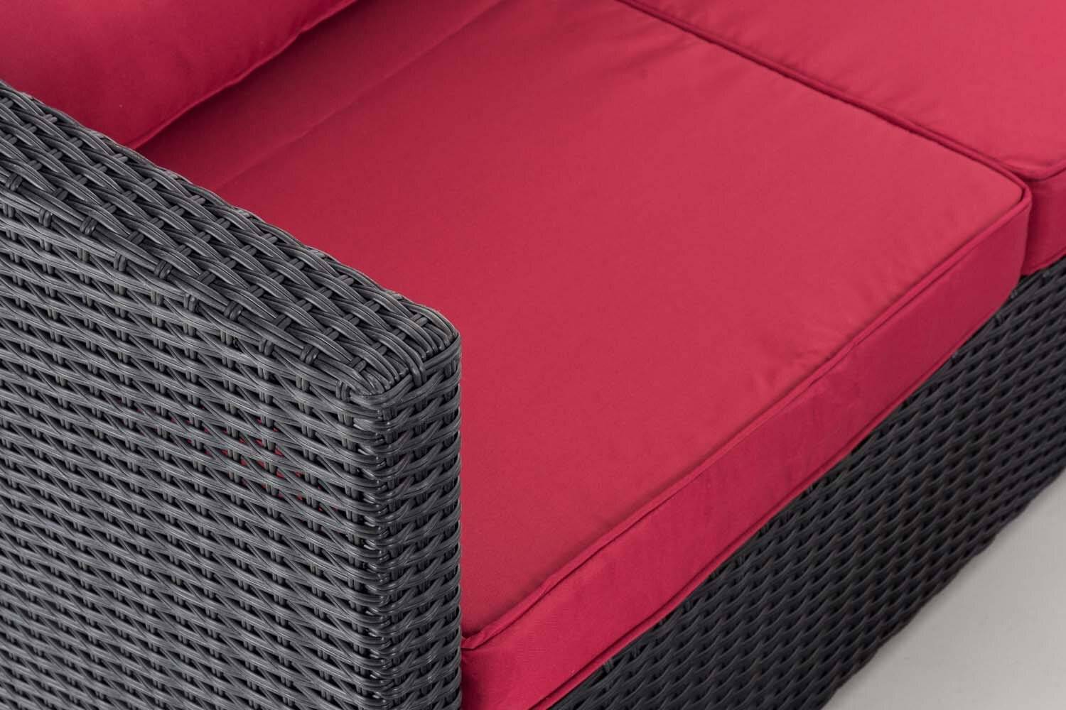 Ecksofa-Garnitur Liberi 5mm Rubinrot schwarz-3